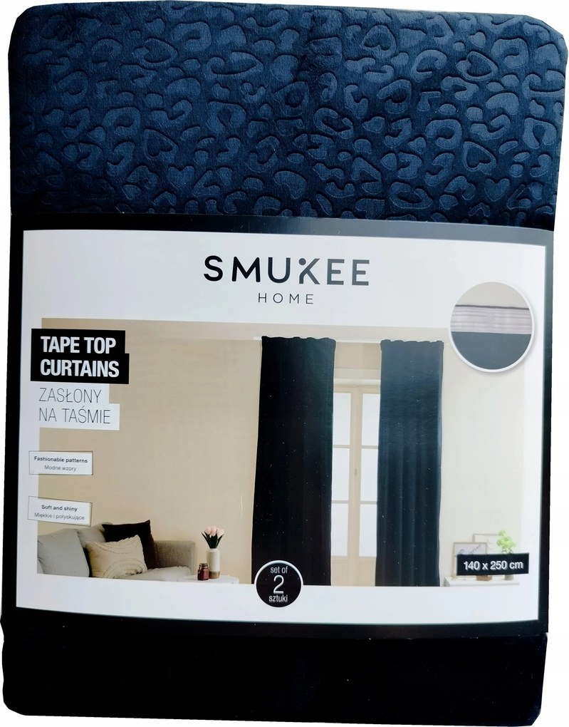 Bársony velúr függöny Smukee szalaggal 140x250 fekete pöttyös 276