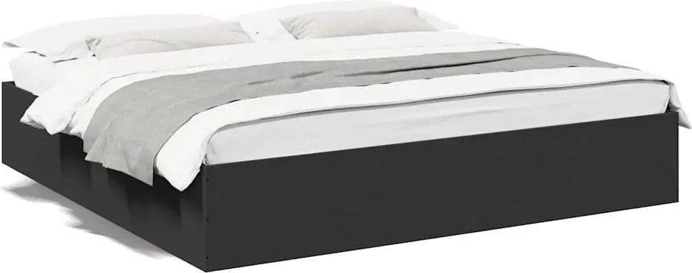 vidaXL fekete szerelt fa ágykeret 200 x 200 cm