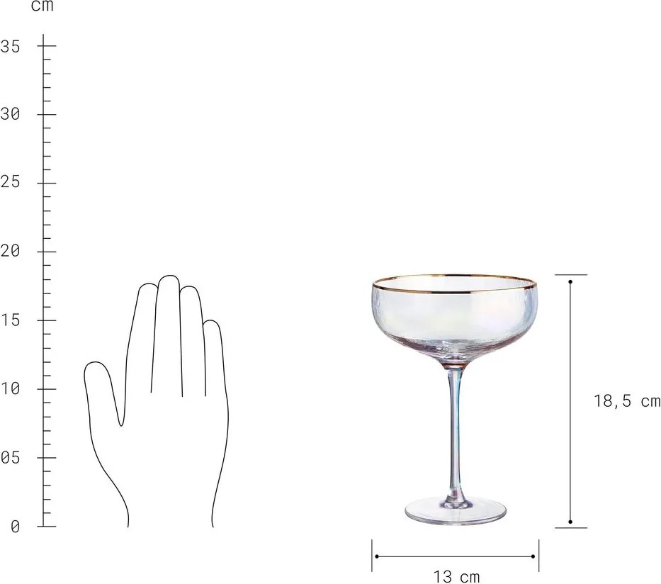 SMERALDA pezsgős pohár arany szegéllyel 400ml, 4 db-os készlet