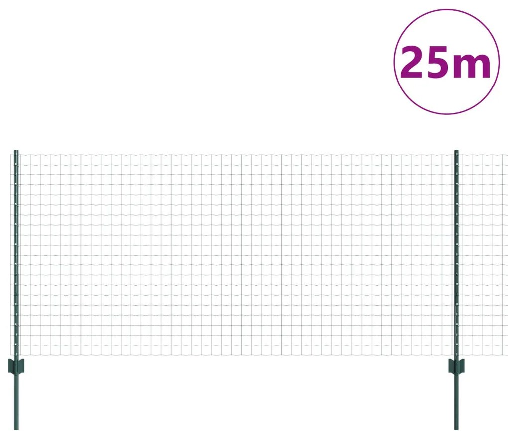 Euro Kerítés Készlet 2 db Zöld Fém 25 x 1 m kerítés Tartós