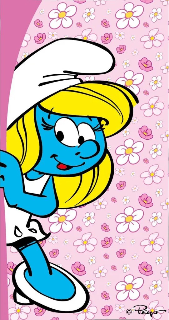 Hupikék törpikék Floral Fun fürdőlepedő, strand törölköző 70x140cm (Fast Dry)