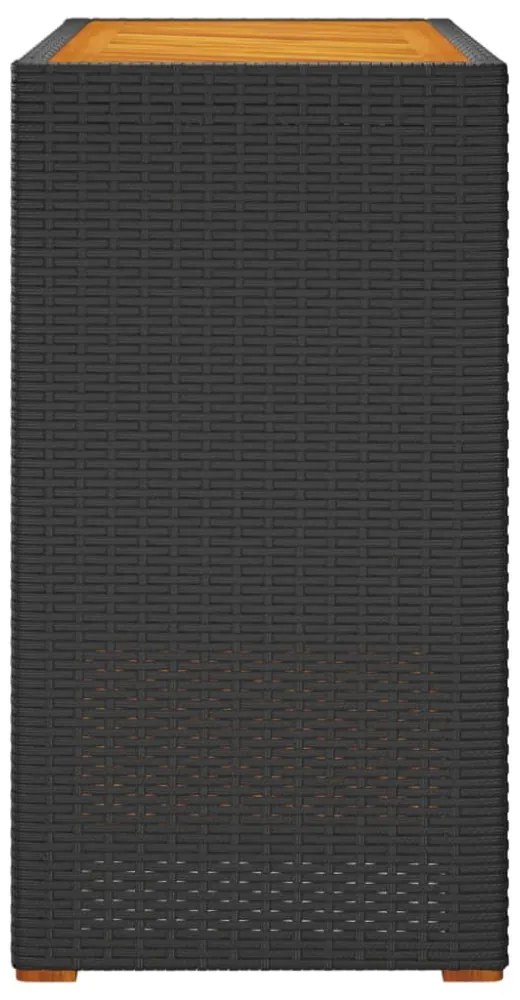 fekete polyrattan falapos kerti asztal 100x40x75 cm