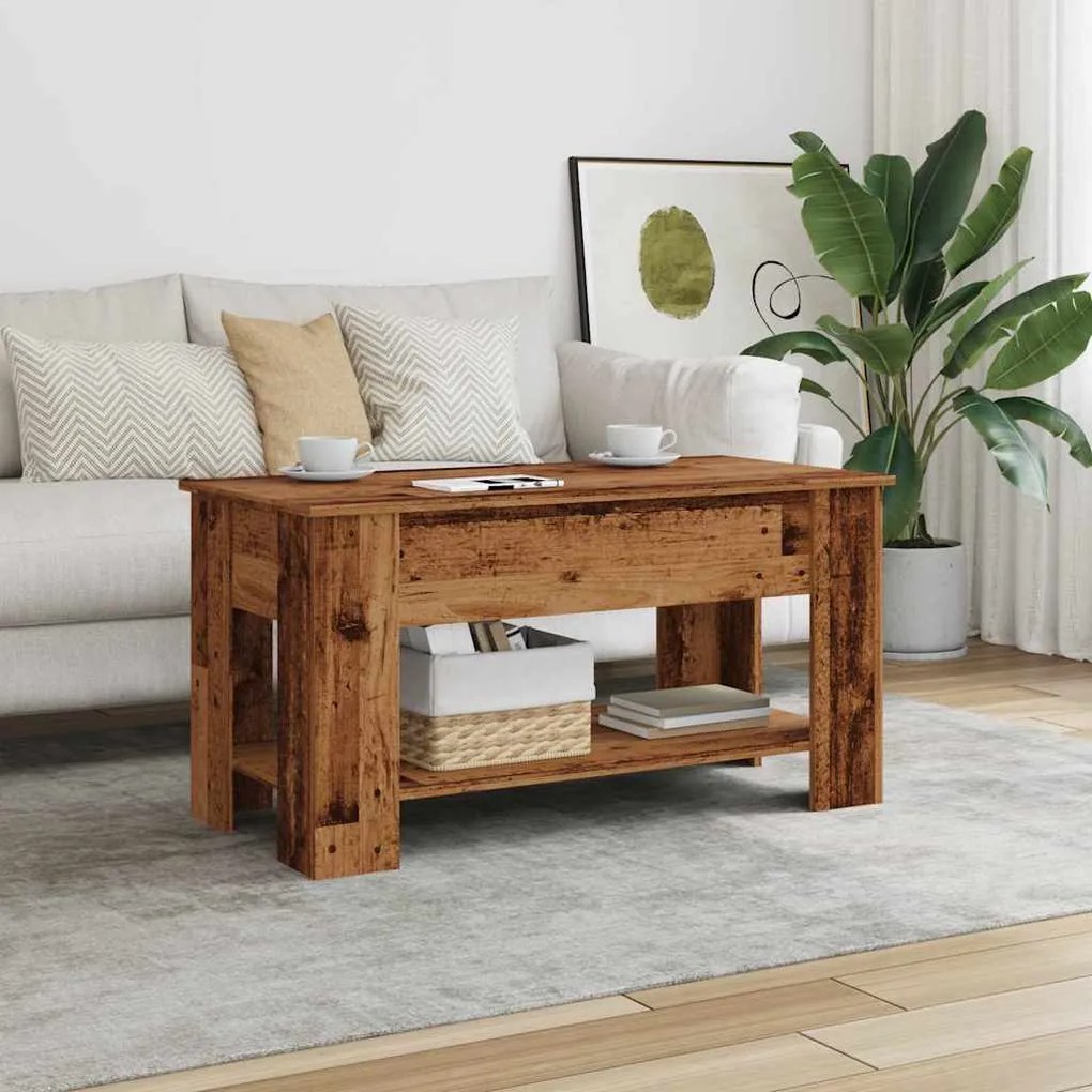 vidaXL dohányzóasztal Régi fa 101x49x52 cm Gépelt fa