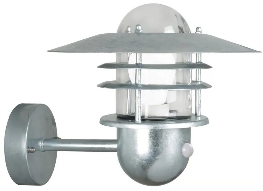 Nordlux - Ven. fali lámpatest érzékelővel AGGER 1xE27/60W/230V IP54 ezüstszínű