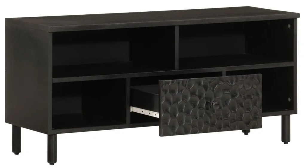 fekete tömör mangófa TV-szekrény 100 x 33 x 46 cm