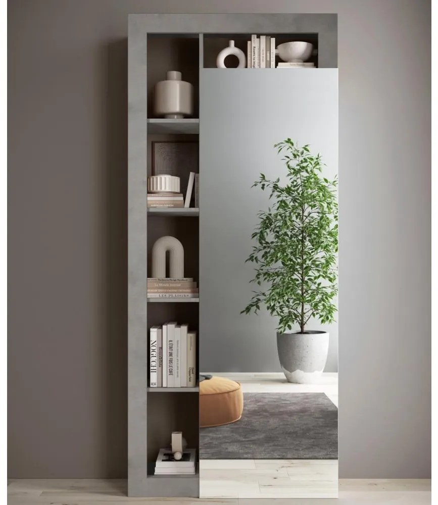 LENOR gardróbszekrény 91x209 cm fehér/szürke betonhatású