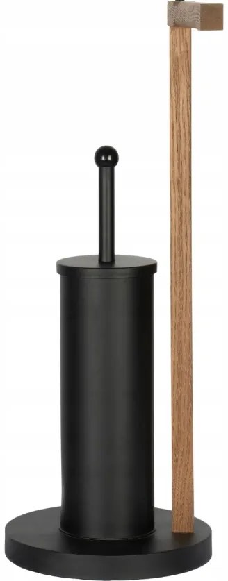 Erga Aurora Small Black, WC kefe fa WC papír tartóval 19x19x56 cm, barna-fekete, ERG-SEP-1340STLAZSBLA