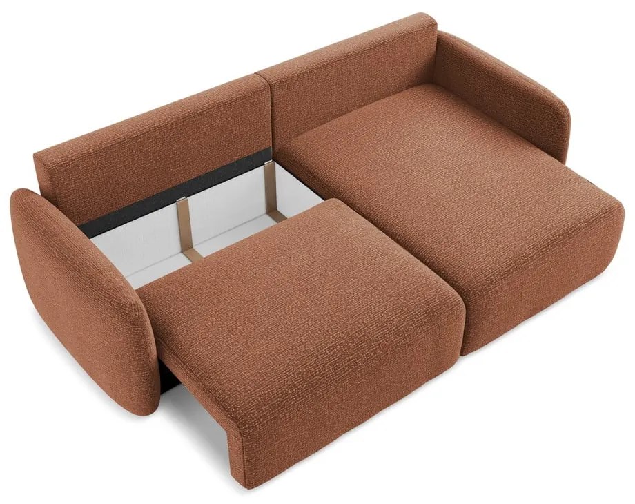 Téglavörös kinyitható-tárolóhelyes sarokkanapé (jobb oldali) Kalena – Makamii