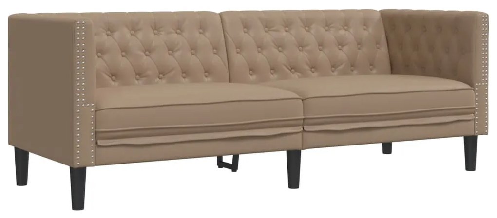 2 részes kávészínű műbőr Chesterfield kanapégarnitúra