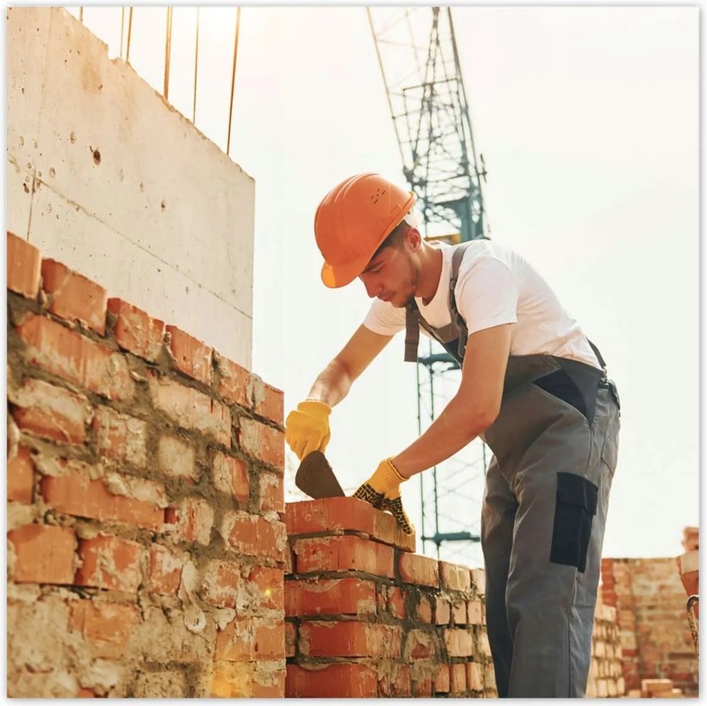 Poszterek 100x100 Épület falának falazása