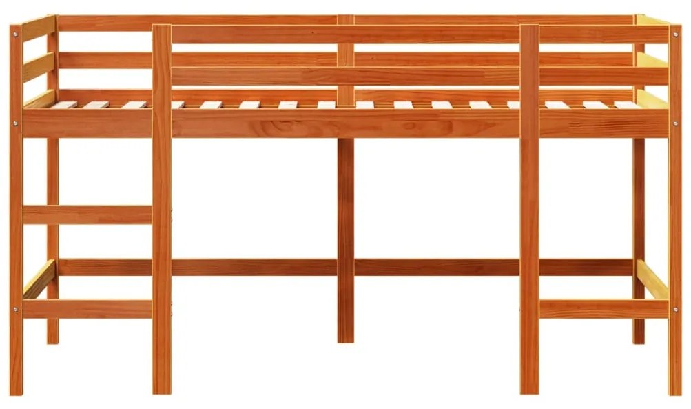 viaszbarna tömör fenyőfa gyerek galériaágy létrával 90x190 cm