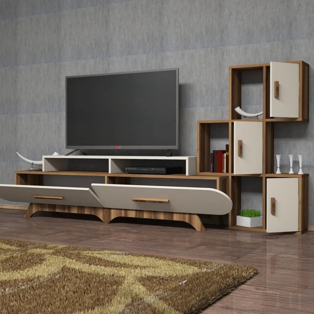 Flora TV-állvány, dió-krém, 205 cm – TR845HCT3035