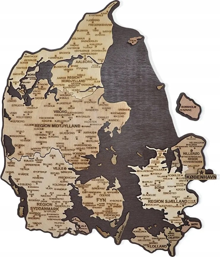 Dánia Térkép Falra Fa Kép Fa Fali Dekoráció Kézzel Készített