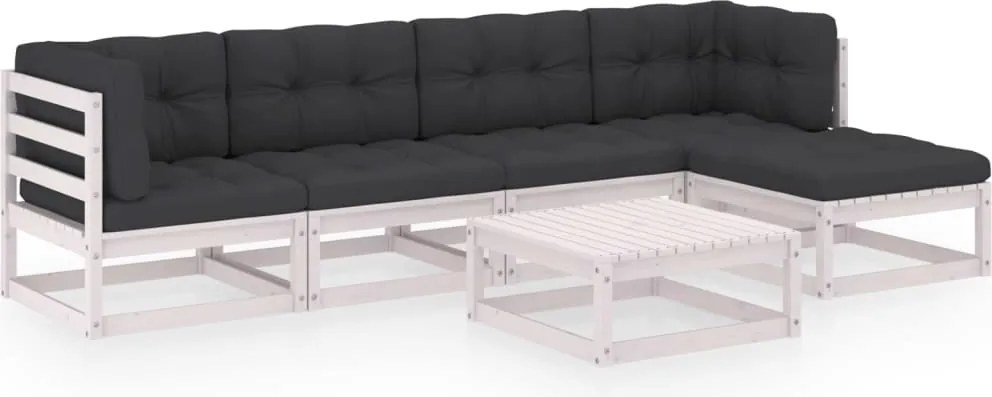 vidaXL 6 részes tömör fenyőfa kerti ülőgarnitúra párnákkal