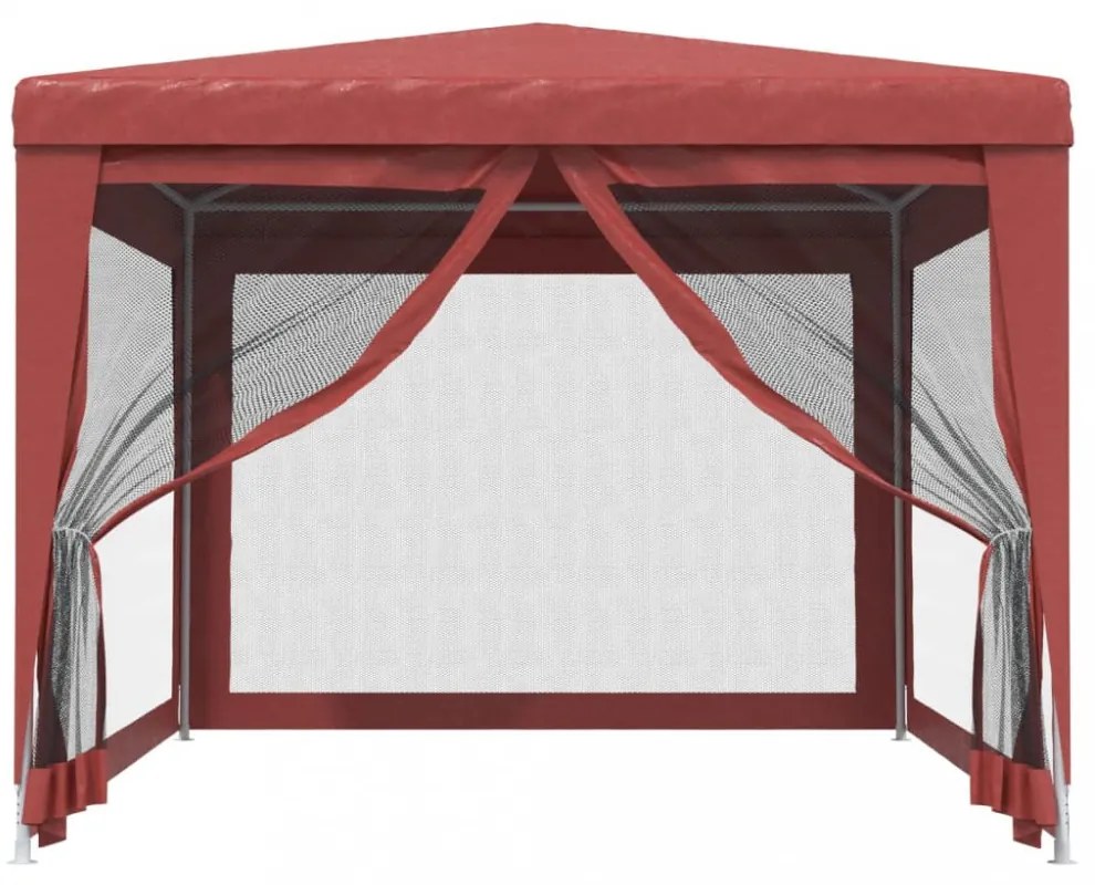 piros HDPE rendezvénysátor 4 hálós oldalfallal 3x4 m
