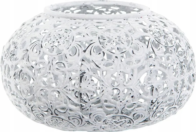 Gyertyatartó Fehér teamécses retro stílus átm. 12cm