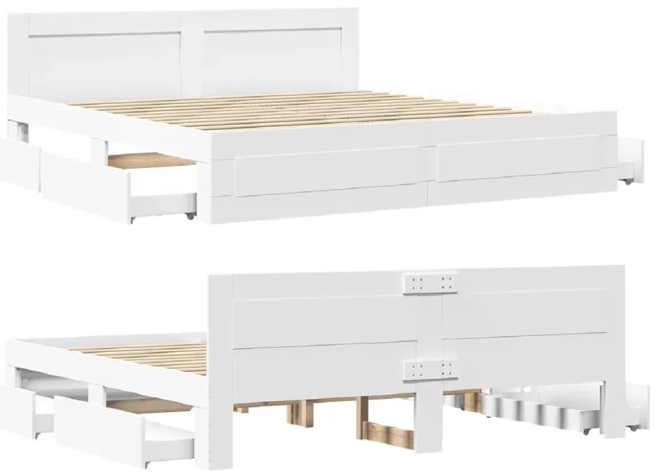 fehér ágykeret fejtámlával matrac nélkül 180x200 cm