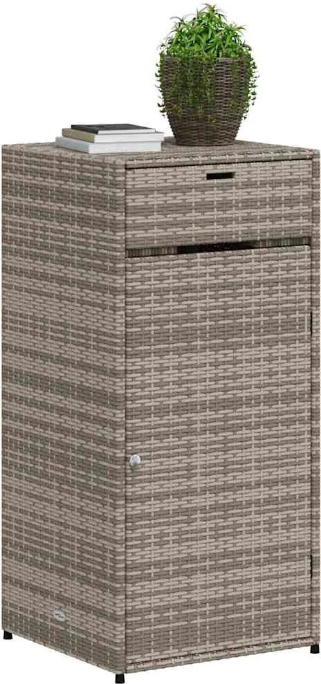 vidaXL szürke polyrattan kerti tárolószekrény 55 x 55 x 111 cm