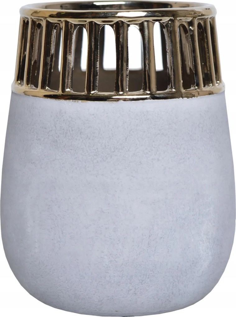 Magas Váza Szürke, Arany Áttört Mintával