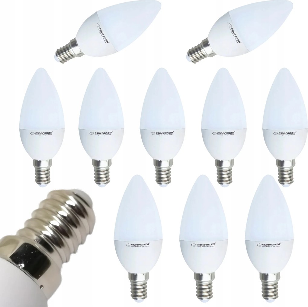 10 db Led Gyertya Izzó C37 E14 6W 580LM 3000K Meleg Fehér 270°