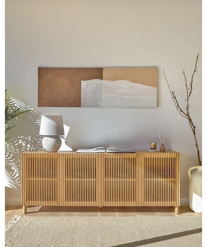 Natúr színű alacsony komód tölgyfa dekorral 180x72 cm Beyla – Kave Home