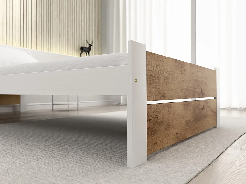 IKAROS DOUBLE ágy 90 x 200 cm, artisan tölgy/fehér Ágyrács: Lamellás ágyrács, Matrac: Coco Maxi 20 cm matrac