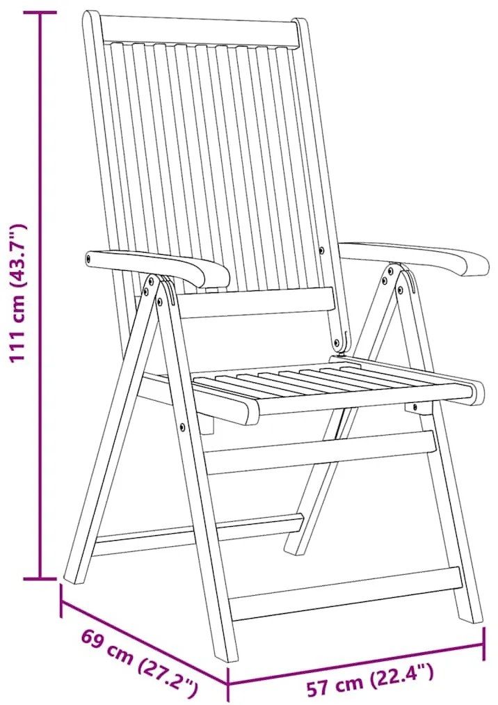 8 db összecsukható tömör akácfa kerti szék