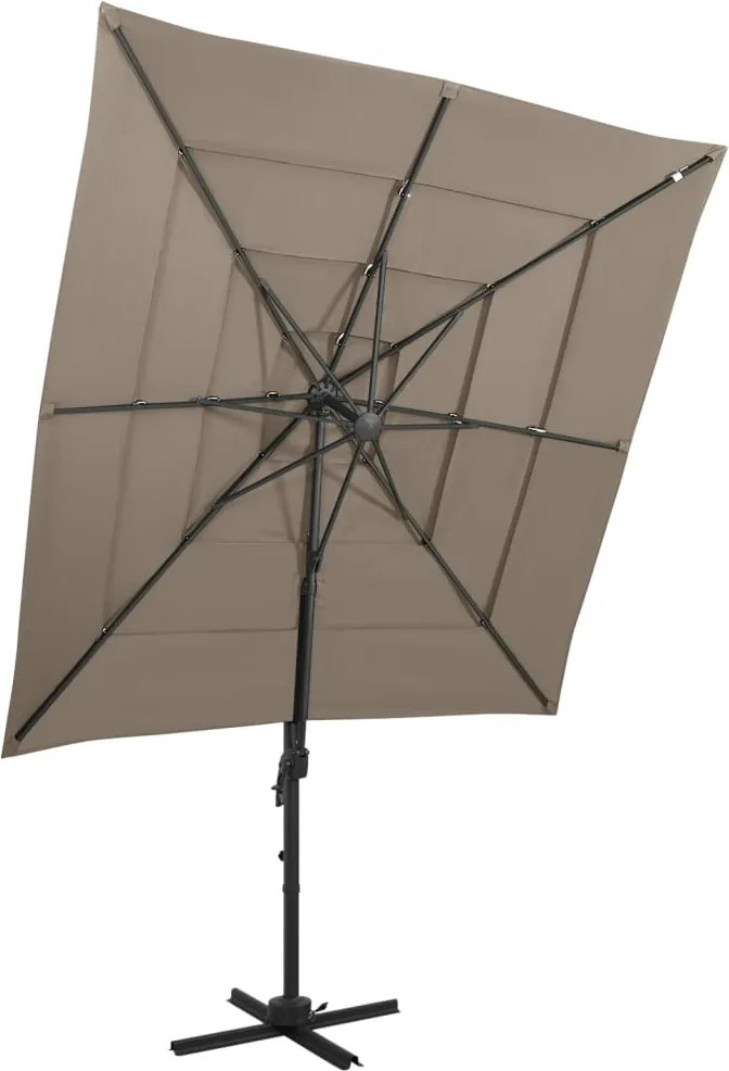 vidaXL 4 szintes tópszínű napernyő alumíniumrúddal 250 x 250 cm