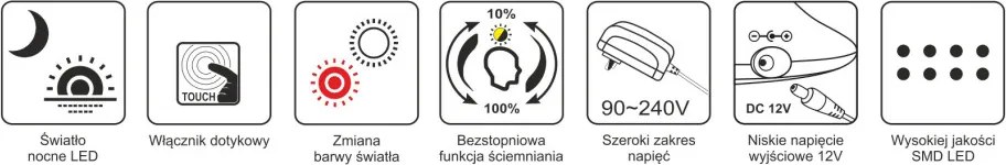 KAJA K-BL1301 BIAŁY TOLA Fehér Színű Asztali Lámpa 9W LED 500Lm 3000-5700K IP20