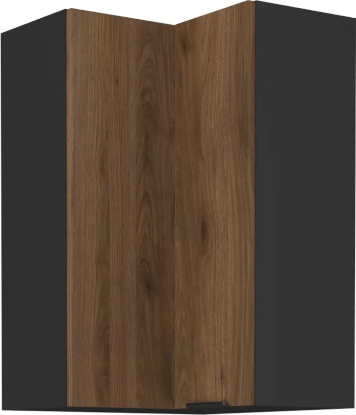 Felső sarokszekrény okapi dió/fekete, MENZO 60x60 GN-90 2F