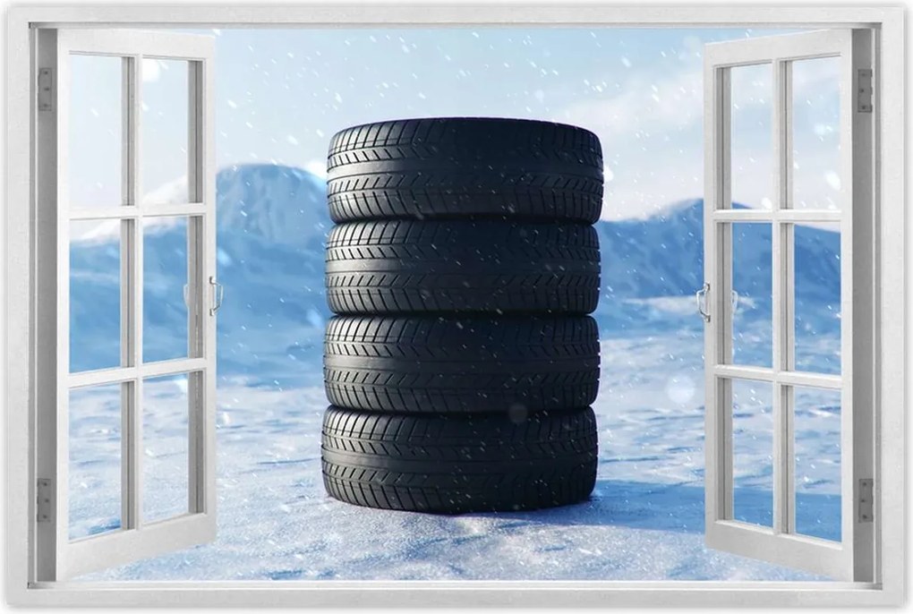 Poszterek 120x80 4 Nyári gumiabroncsok a hóban