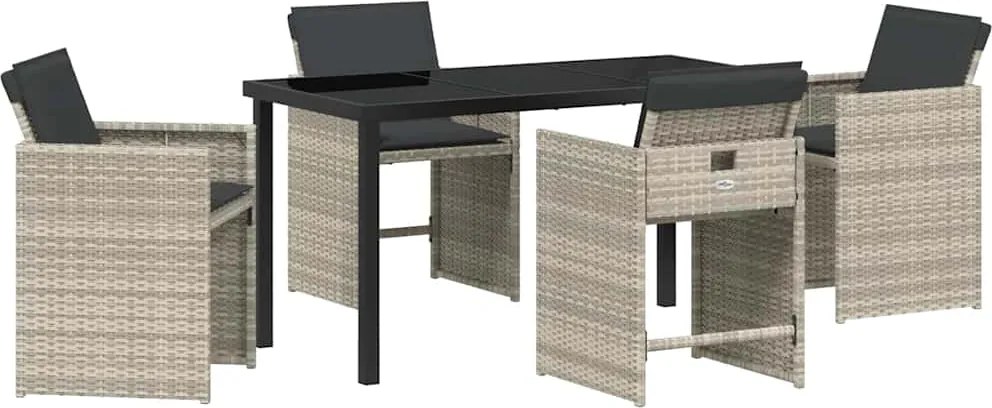 vidaXL Kert étkező szett 5 pcs Világosszürke polirattan