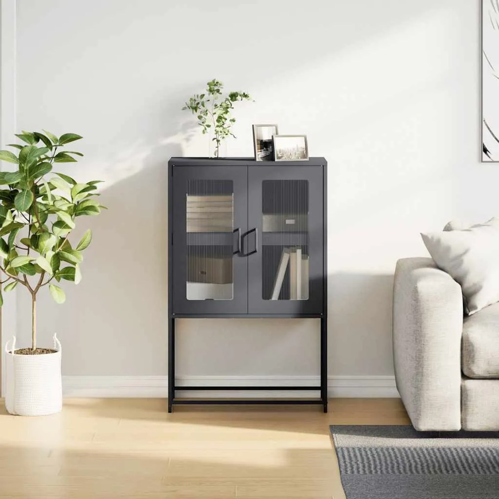 Highboard antracit 68x39x107 cm Acél
