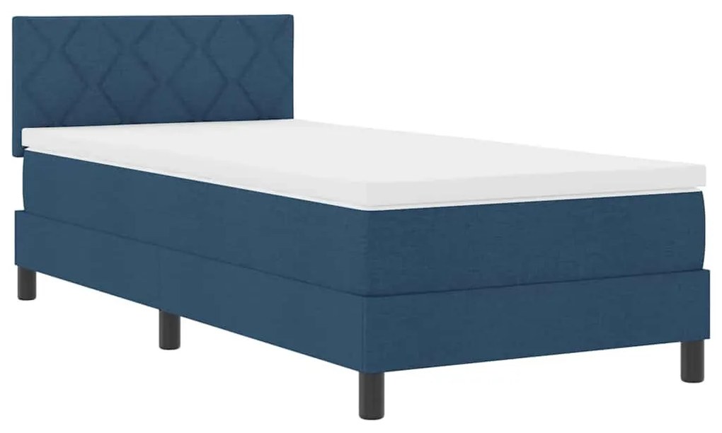 Boxspring ágy matraccal matracmal Sötét kék 90 x 190 cm szövet