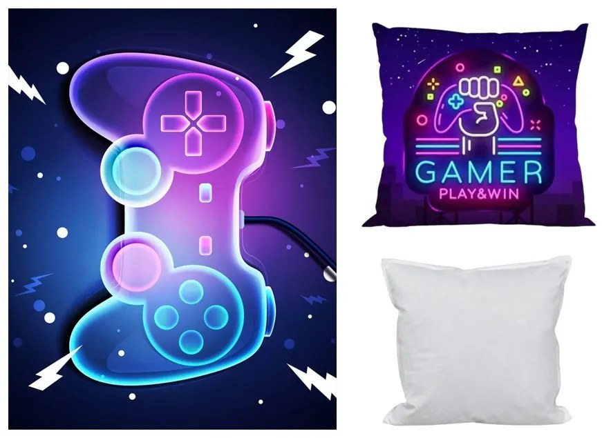 Gamer polár takaró, párnahuzat és párna szett 3 db-os (Gamer Zone Neon)