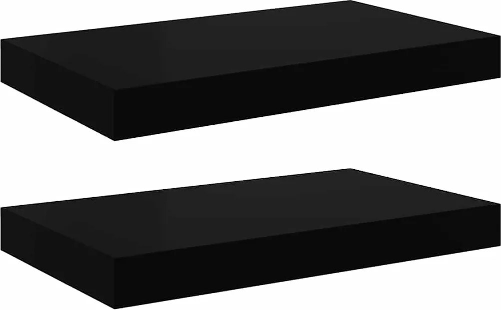 vidaXL 2 db fekete MDF lebegő fali polc 40 x 23 x 3,8 cm