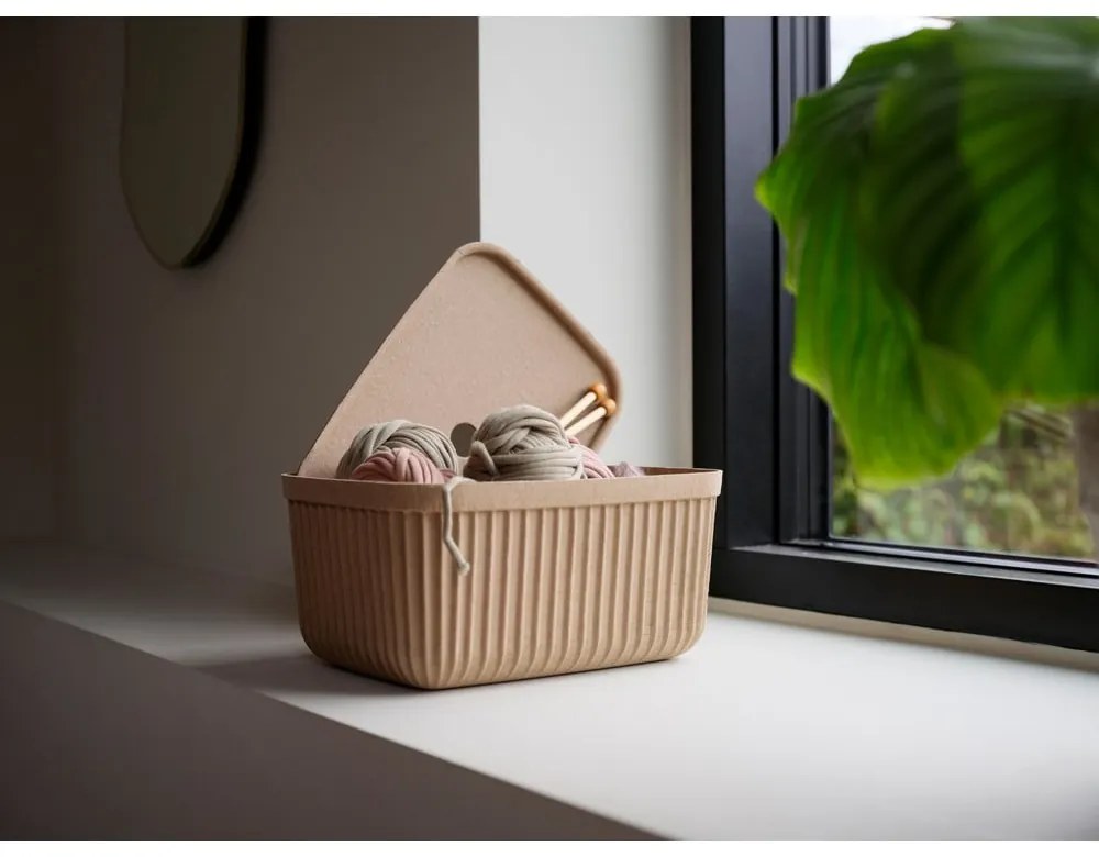 Világosbarna fedeles tárolódoboz szett 2 db-os 32x23x20,5 cm Pulp – Zone