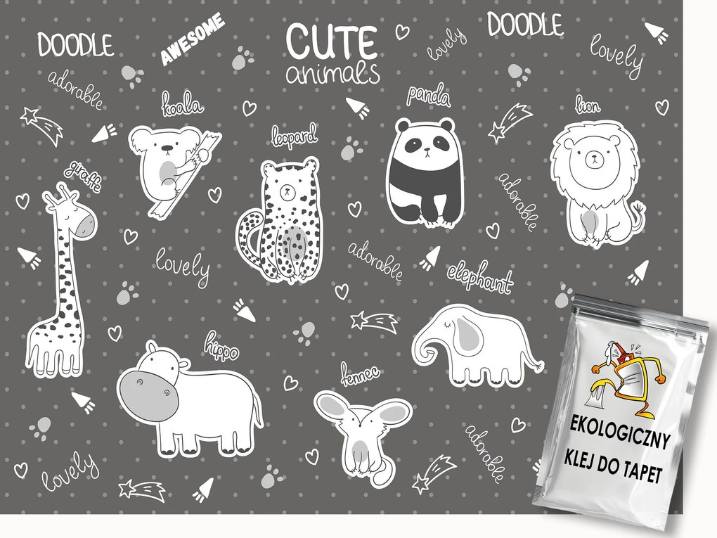 Fotótapéta Flizelina Gyerekek Doodle Játék Állatok 300x210 ragasztó