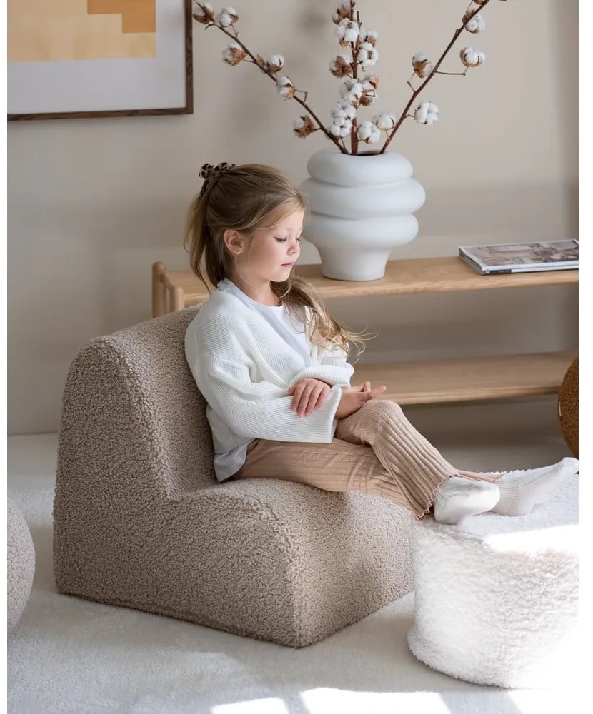 Világosbarna buklé gyerek fotel Cloud – Wigiwama