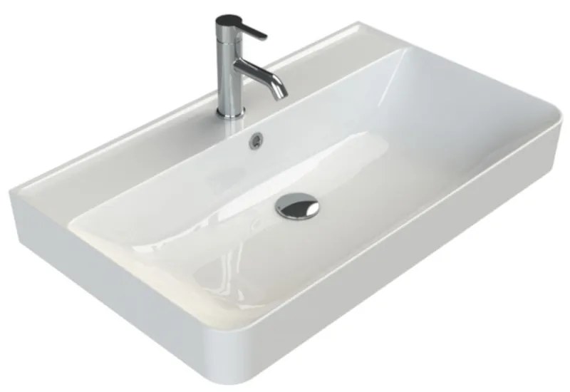 CeraStyle HERA - PULTRA ültethető - Top Counter - porcelán mosdó - MATT FEHÉR - 80 x 48 cm