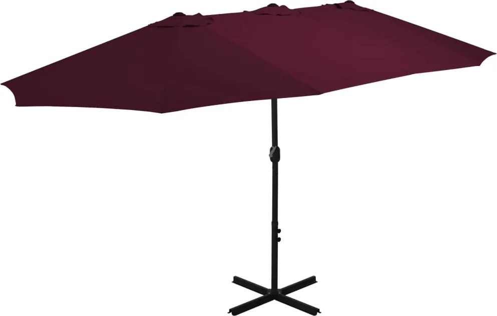 vidaXL bordó kültéri napernyő alumíniumrúddal 460 x 270 cm