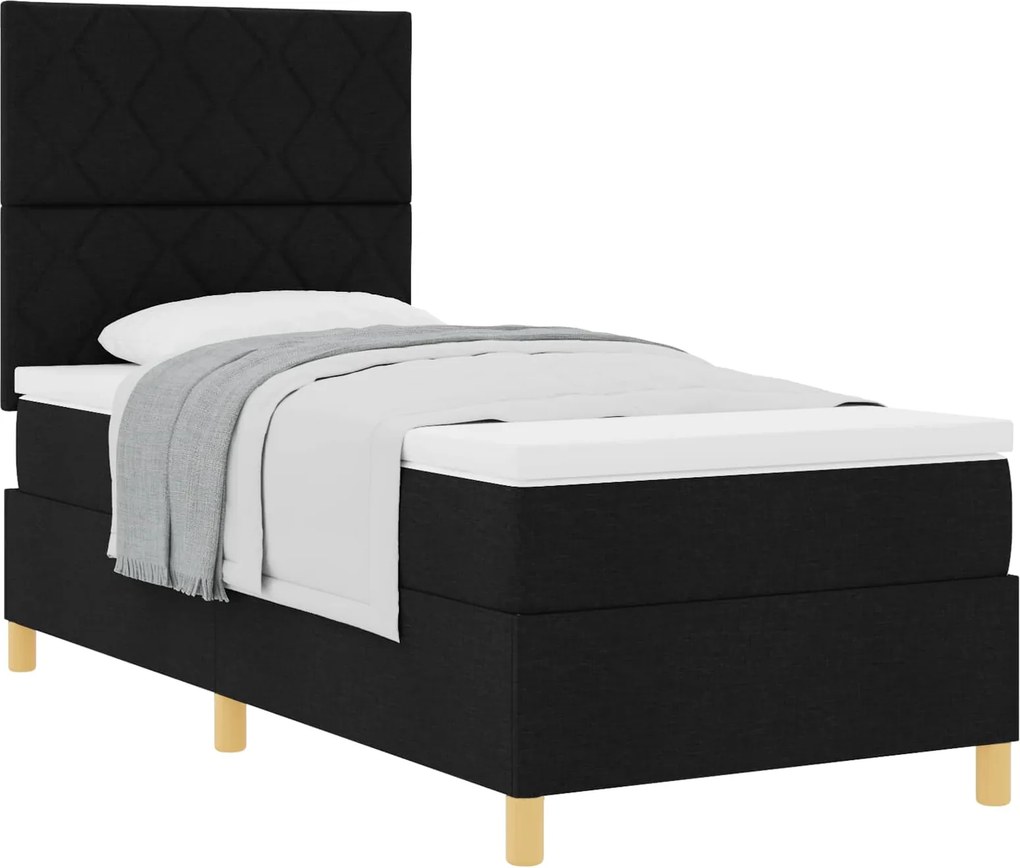 vidaXL Boxrugós ágy matracmal fejtámlával Fekete 100 x 200 cm szövet