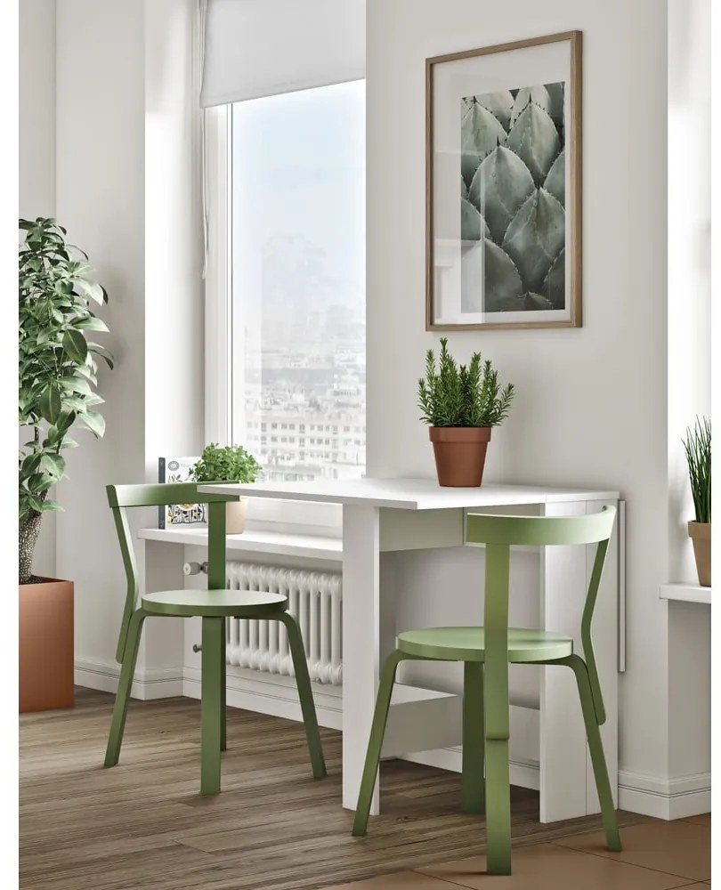 Bővíthető étkezőasztal fehér asztallappal 76x28 cm Papillon – TemaHome