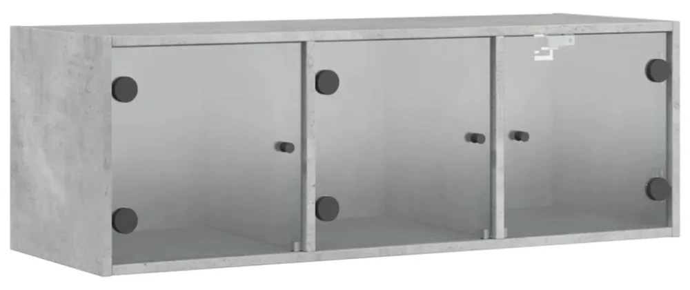 betonszürke faliszekrény üvegajtókkal 102 x 37 x 35 cm