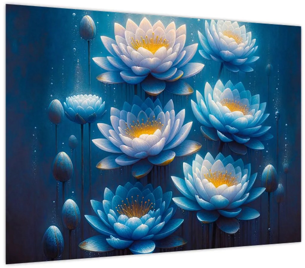 Üveg kép - Tavirózsák a víz alatt (70x50 cm)