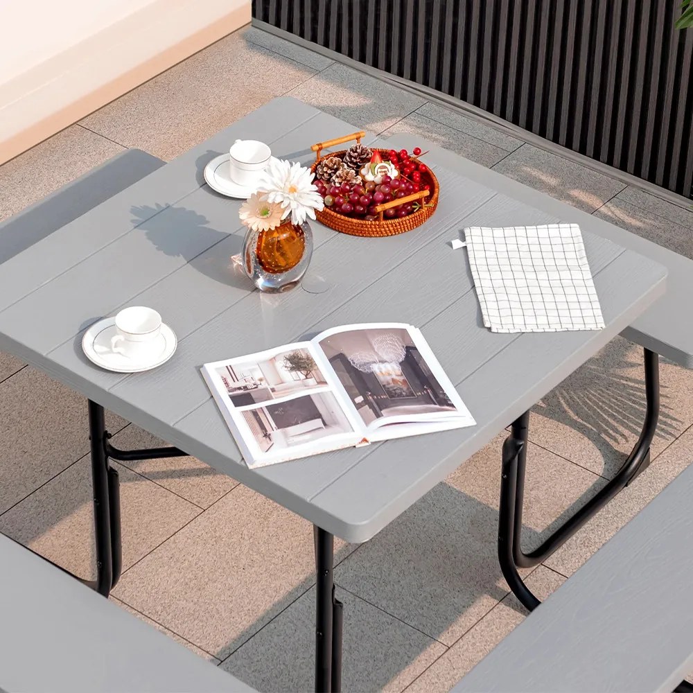 4 személyes piknik asztal napernyőtartóval