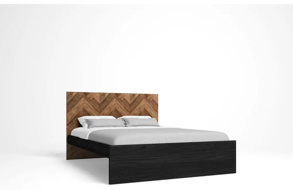 Fekete-natúr színű franciaágy 160x200 cm Gio – Marckeric