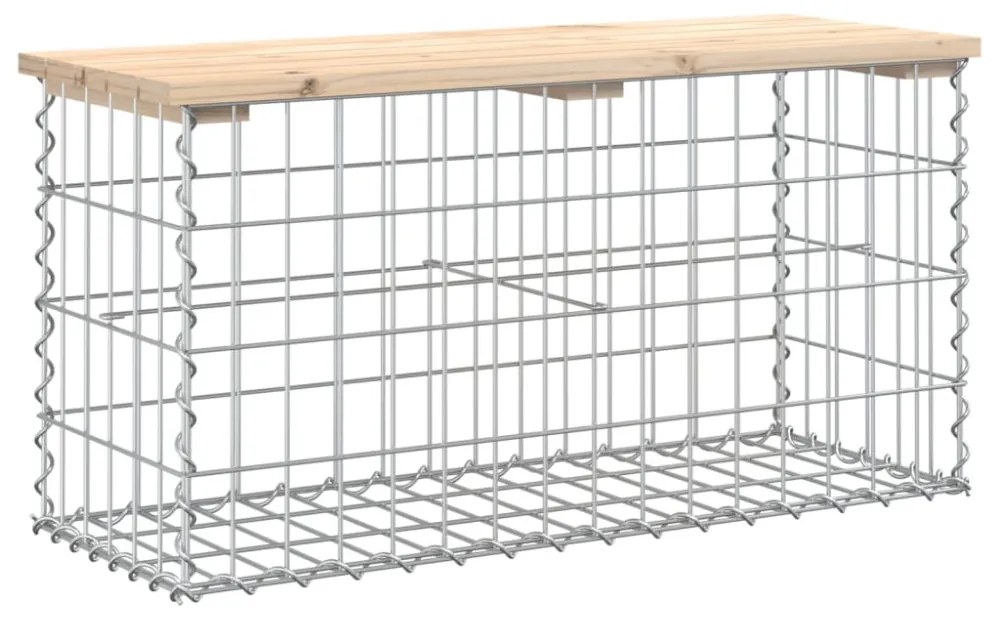 tömör fenyőfa gabion kerti pad 83x31,5x42 cm