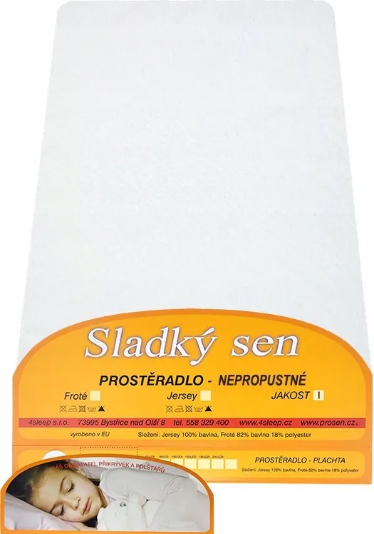 Vízálló Jersey illesztett lepedő 90x200 1 fehér