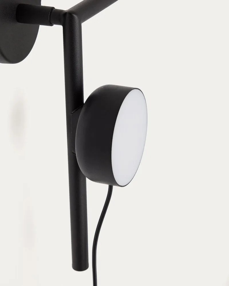 Fekete konnektorhoz csatlakoztatható fém LED dimmelhető fali lámpa Orey – Kave Home